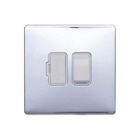 Polished Chrome Screwless Plate 13A Switched Fuse Connection Unit - White Trim - SE Home