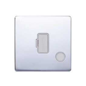 Polished Chrome Screwless Plate 13A UnSwitched Connection Unit Flex Outlet - White Trim - SE Home