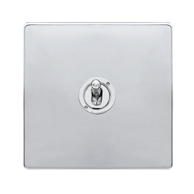 Polished Chrome Screwless Plate Intermediate 10AX Toggle Light Switch - SE Home