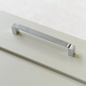 Polished Chrome Square Stepped Kitchen Cabinet Handles 160mm Cupboard Door Drawer Pull Wardrobe
