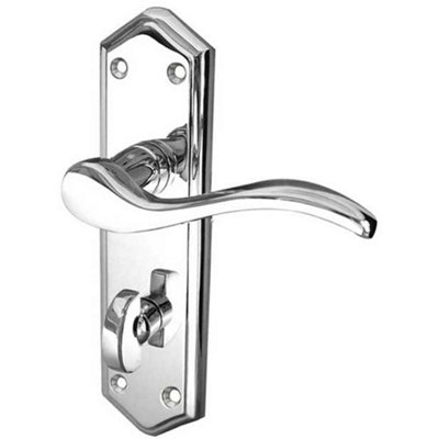 Polished Chrome Suite Door Handle for Modern Bathrooms - Interior Lever on Backplate