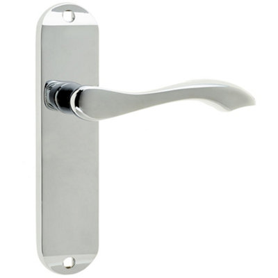 Polished Chrome Suite Door Handle on Latchplate for Modern Interiors - Interior Lever on Backplate