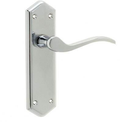 Polished Chrome Suite Door Handle with Latchplate for Modern Interiors - Interior Lever on Backplate
