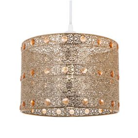 Polished Gold Acrylic Gem Moroccan Style Chandelier Pendant Light Shade