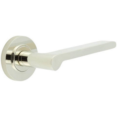 Polished Nickel Knurled Door Handle for Elegant Interiors - Solid Brass Interior Handle