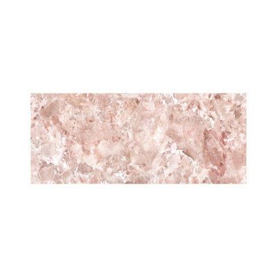 Polished Pale Pink Quartz Effect Glass Bathroom Splashback