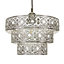 Polished Silver Acrylic Gem Moroccan Style Triple Tier Pendant Lighting Shade