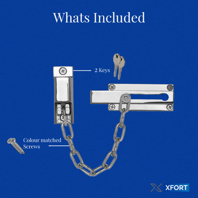 Polished Silver Locking Door Chain, Front Door Security Chain