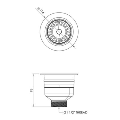 Polished Steel 90mm Top Fix Kitchen Strainer Waste without Overflow - 5