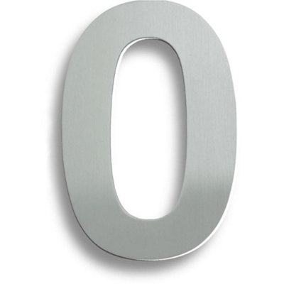 Polished Steel Door Number 0 - Large 178mm Height House Numeral Plaque Sign