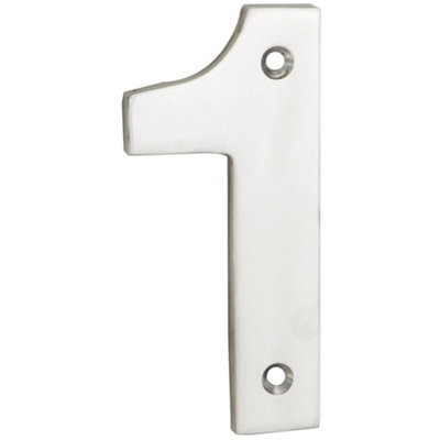 Polished Steel Door Number 1 - 100mm Height 5mm Depth House Numeral Plaque Sign