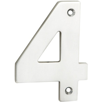 Polished Steel Door Number 4 - 100mm Height 5mm Depth House Numeral Plaque Sign