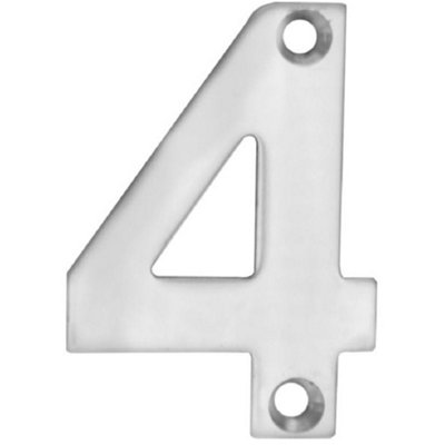 Polished Steel Door Number 4 - Small 50mm Height House Numeral Plaque Sign
