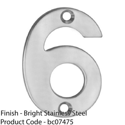 Polished Steel Door Number 6/9 - Small 50mm Height House Numeral Plaque ...