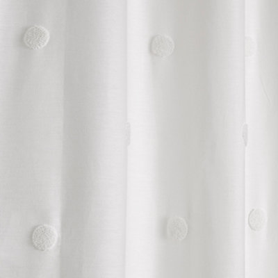 Polka Dot Lined 100% Cotton Pair of Eyelet Curtains