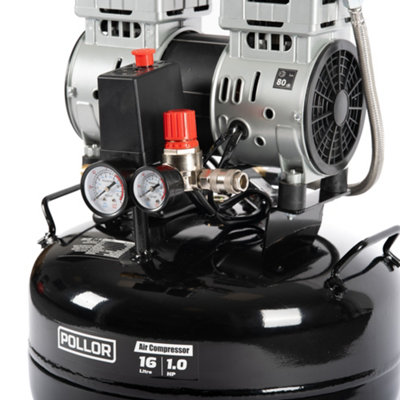 POLLOR 16L Vertical Silent Air Compressor Oil Free 5.2 CFM 8 BAR 115Psi ...