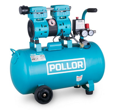 POLLOR 50L Air Compressor Silent 5.2 CFM Low Noise Oilless 750W Garage Tool 8 Bar