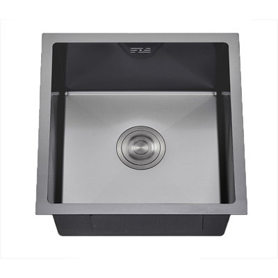 POLLOR Square Gunmetal Inset & Undermount Kitchen Sink 440x440mm With ...