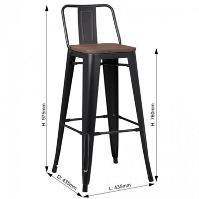 Metal bar stool with deals wooden seat and back