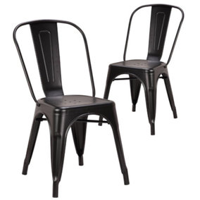 Pollux Metal Dining Chair Set of 2 with High Back - Matte Black