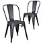 Pollux Metal Dining Chair Set of 2 with High Back - Metallic Grey