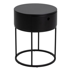 Polo Round Bedside Table in Black