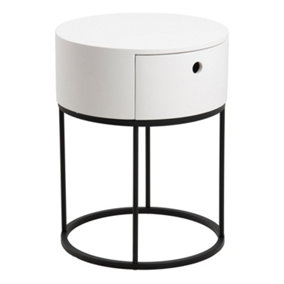 Polo Round Bedside Table in White and Black