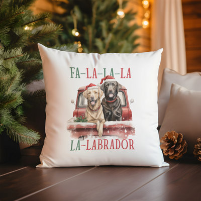 Poly Linen Christmas Cushion Labradors 45cm x 45cm