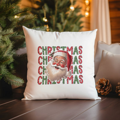 Poly Linen Christmas Cushion Santa Design 45cm x 45cm