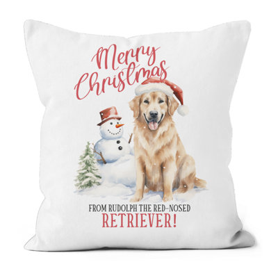 Poly Linen Christmas Cushions Retriever Design 45cm x 45cm