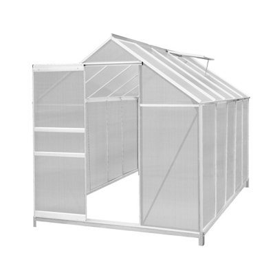 Polycarbonate Greenhouse 6ft x 10ft With Base - Silver