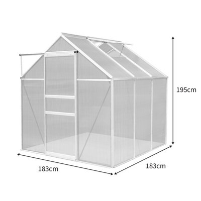 Polycarbonate Greenhouse 6ft x 6ft - Silver