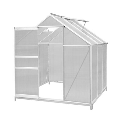Polycarbonate Greenhouse 6ft x 6ft With Base - Silver | DIY at B&Q