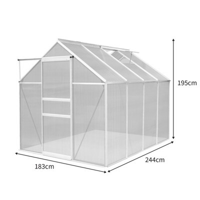Polycarbonate Greenhouse 6ft x 8ft - Silver