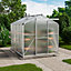 Polycarbonate Greenhouse Aluminium Frame Walk In Garden Green House,Silver 8x6 ft
