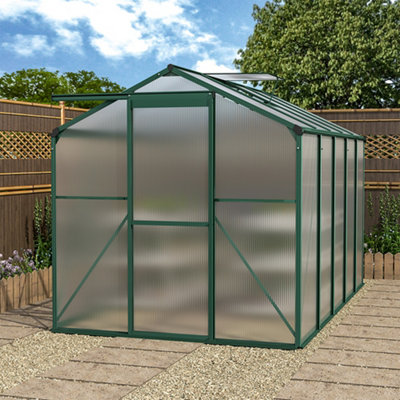 Polycarbonate Greenhouse Aluminium Frame Wall In Garden Green House 10 x 6 ft