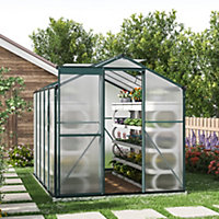 Polycarbonate Greenhouse Walk In Aluminium Frame Garden Green House,Green,8 x 6 ft
