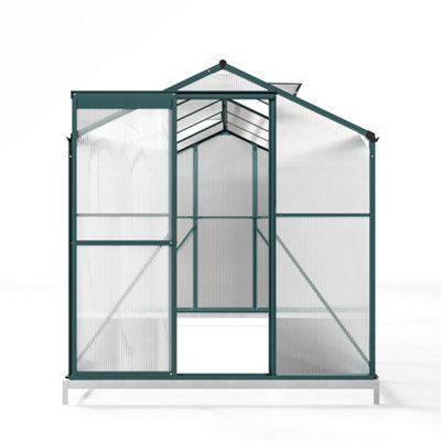 Polycarbonate Greenhouse Walk In Aluminium Frame Garden Green House with Base Foundation,Green,10 x 6 ft