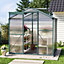 Polycarbonate Greenhouse Walk In Aluminium Frame Garden Green House with Base Foundation,Green,6 x 6 ft