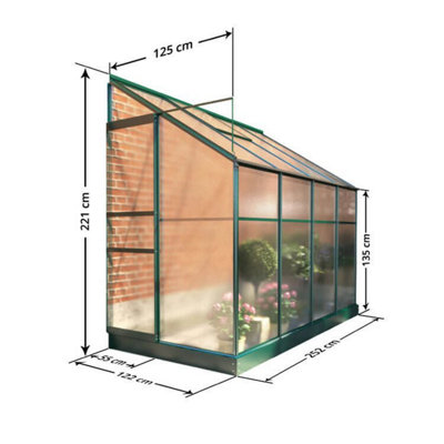 Polycarbonate Lean-To Greenhouse - 4x8 - 8