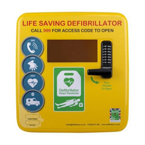 Polycarbonate Outdoor Defibrillator Cabinet with Code Lock, Heating System and LED Light - Yellow