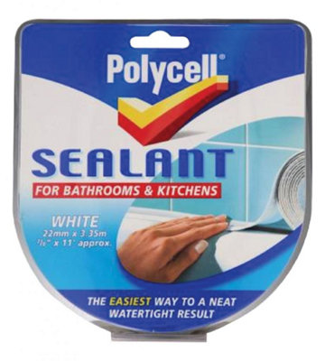 Polycell 6033784 Sealant Strip Kitchen / Bathroom White 22mm PLCSSBKWH22
