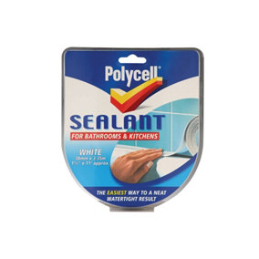 Polycell 6033785 Sealant Strip Kitchen / Bathroom White 41mm PLCSSBKWH41