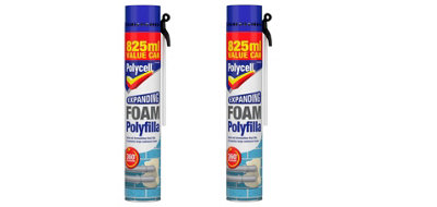 Polycell Expanding Foam Filler Spray Gap Filler 825ml Pack of 2