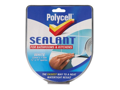 Polycell - Sealant Strip Bathroom & Kitchen - White - 22mm x 3.35m