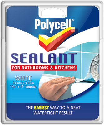Polycell - Sealant Strip Bathroom & Kitchen - White - 41mm x 3.35m