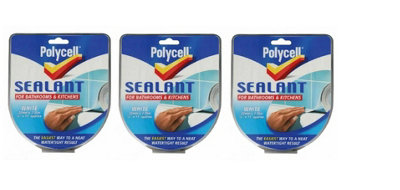 Polycell Sealant Strip For Bathroom and Kitchen White 22mm Pack of 3