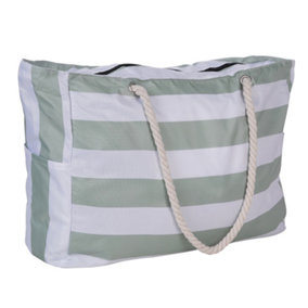 Polyester Large Capacity Travel Bag Tote Bag Beach Bag,Black and Green Stripes