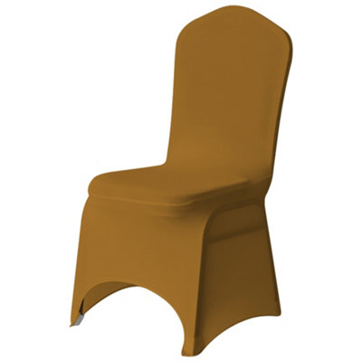 Polyester Spandex Chair Cover for Wedding Decoration - Gold, Pack of 1