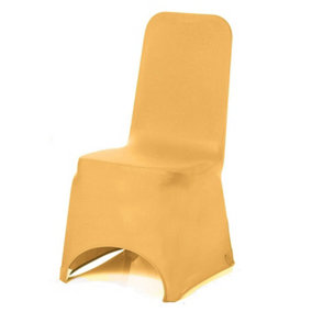 Polyester Spandex Chair Cover for Wedding Decoration - Light Gold, Pack of 1